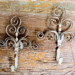 2 Shabby Chic Cream Colored Wall Hooks